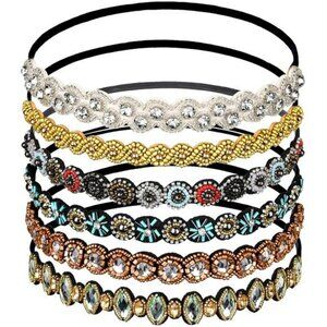 Rhinestone beaded headbands set jeweled elastic crystal hair accessories women